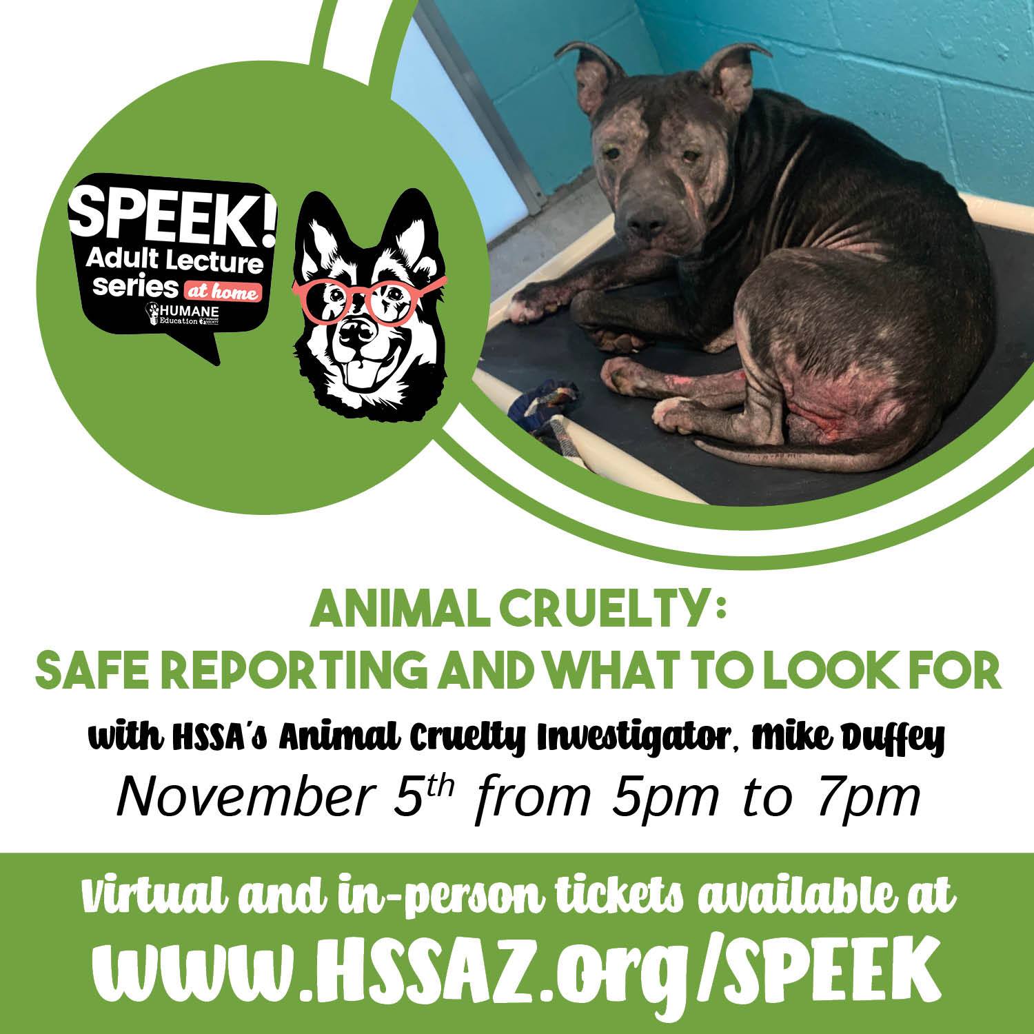 SPEEK: Animal Cruelty, Safe Reporting and What to Look For