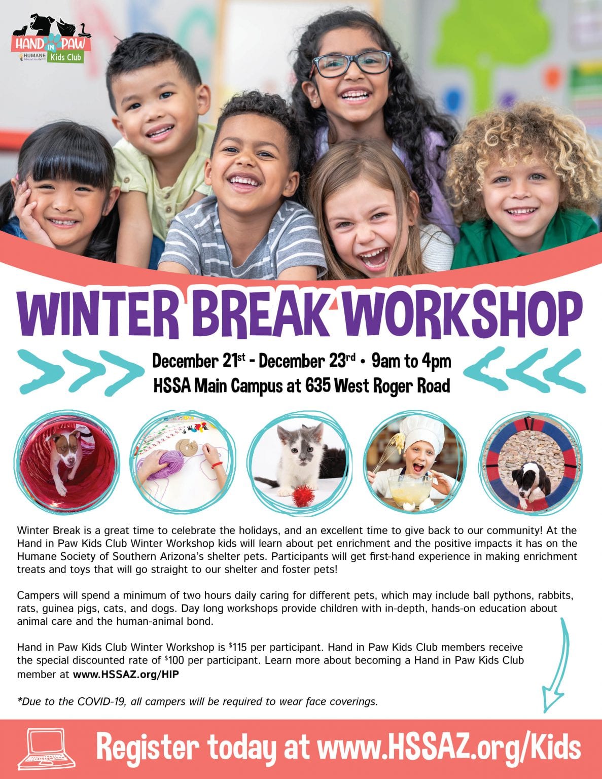 Winter Break Workshops 2020 | Humane Society of Southern Arizona